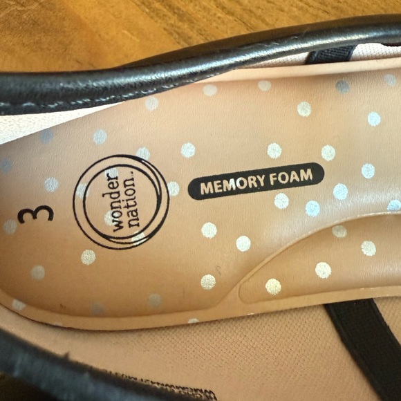 EUC Wonder Nation Black Ballet Flat Dress Shoes Size 3 - Picture 6 of 8